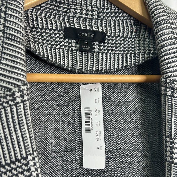 J. Crew Sophie open front glen plaid knit cotton wool pocketed blazer NWT - Picture 5 of 10